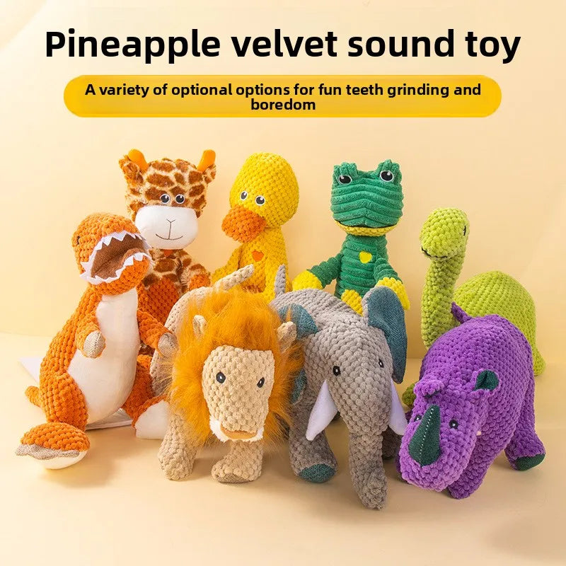 Plüsch-Quietschspielzeug für Hunde – Löwe & Dinosaurier