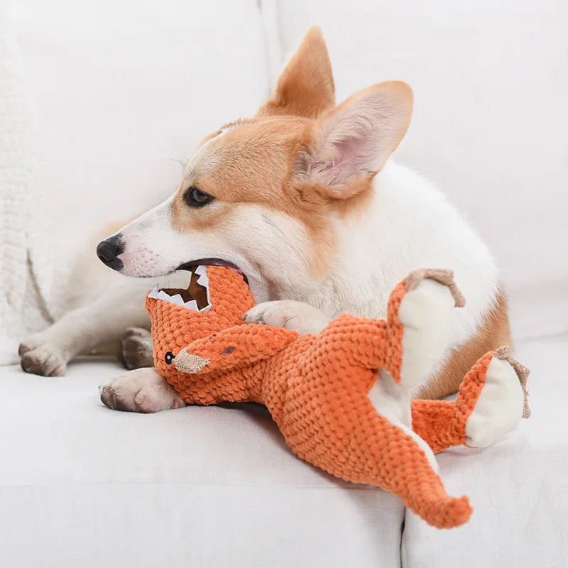 Plüsch-Quietschspielzeug für Hunde – Löwe & Dinosaurier